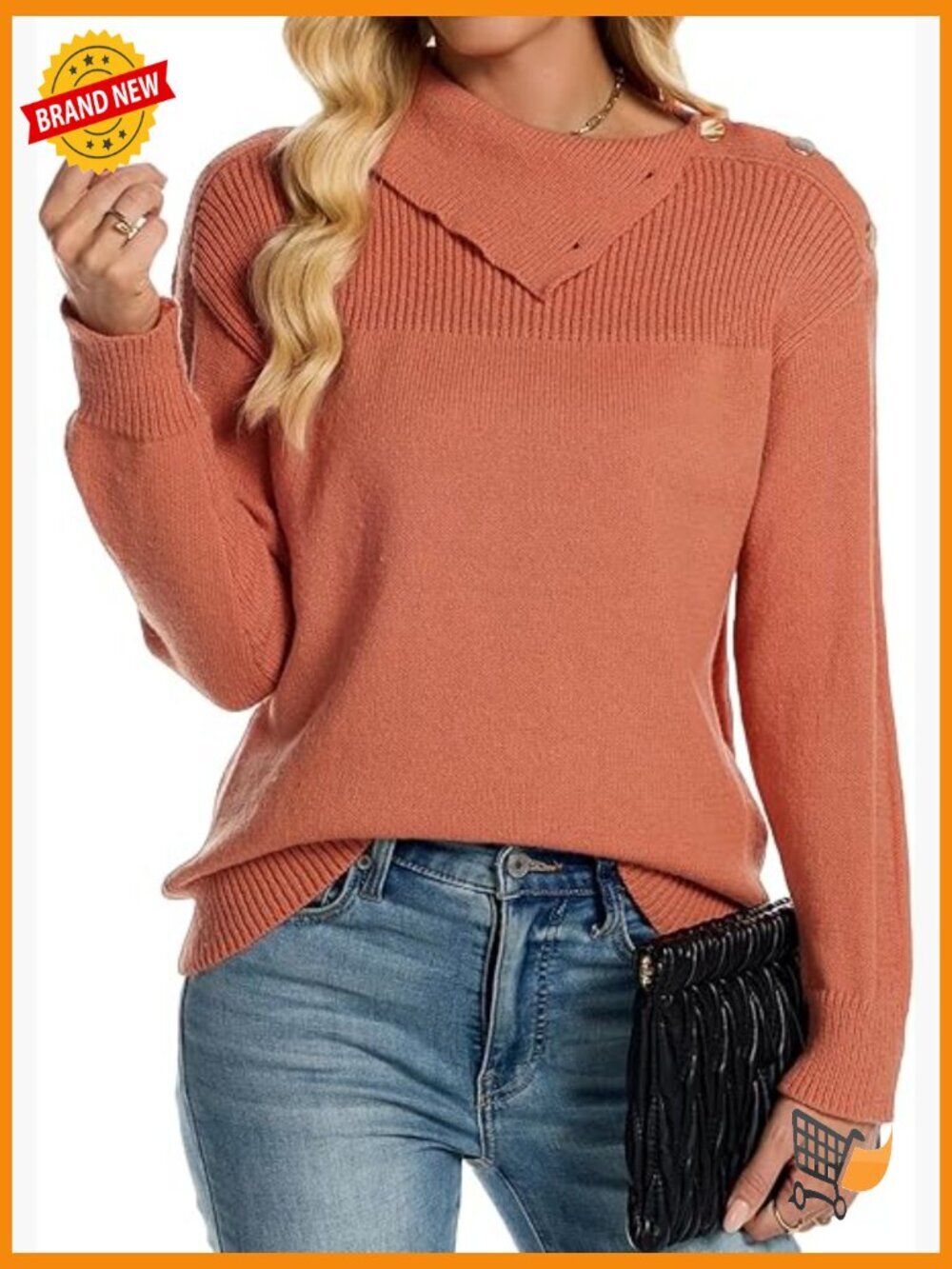 Womens Turtleneck Sweater Knit Long Sleeve Pullover Cozy Fall Top
